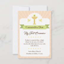 First Communion Card. Girl.