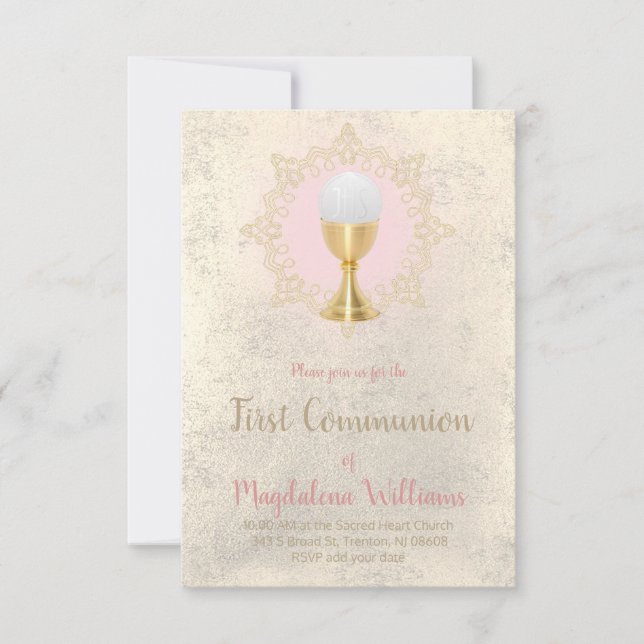 First Communion catholic girl Invitation (Front)