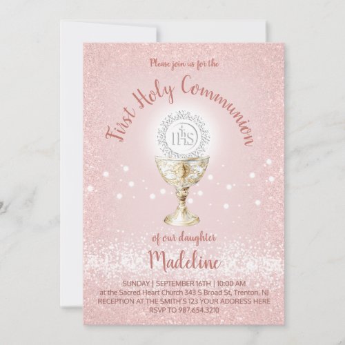 First Communion Catholic girl pink