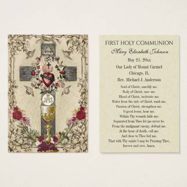 First Communion Catholic Remembrance Holy Card | Zazzle