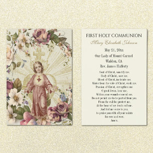 First Communion Catholic Remembrance Holy Card