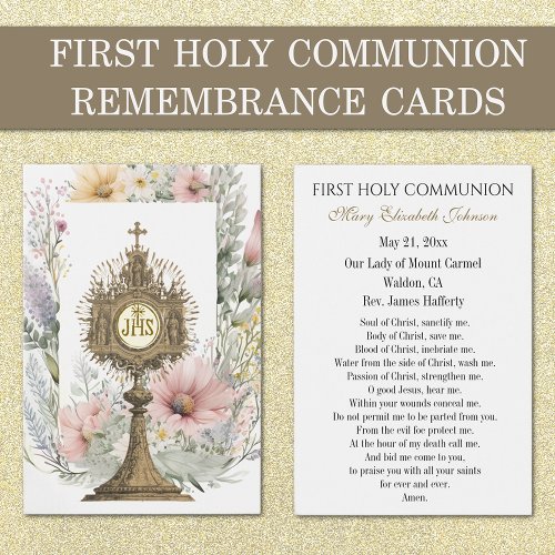 First Communion Catholic Remembrance Holy Card