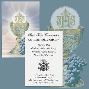 First Communion Catholic Remembrance Holy Card