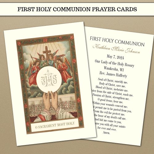 First Communion Catholic Remembrance Holy Card