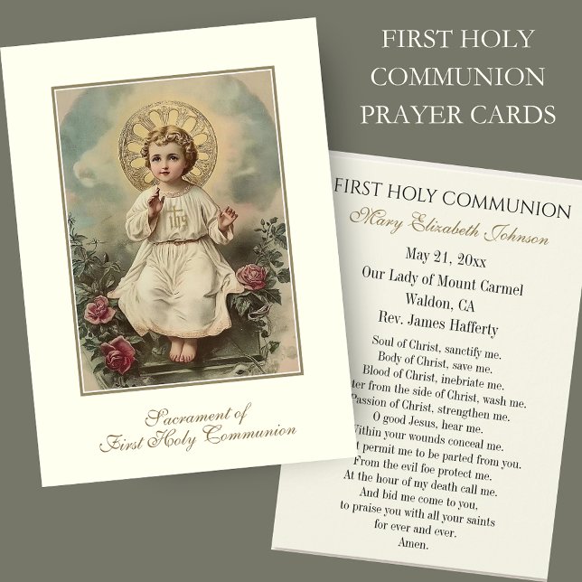 First Communion Catholic Remembrance Holy Card (Creator Uploaded)