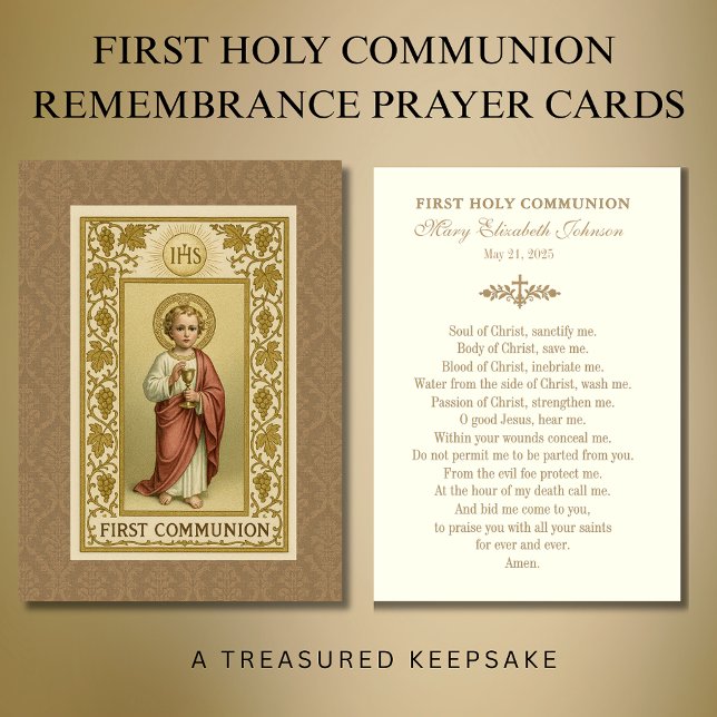 First Communion Catholic Remembrance Holy Card (Creator Uploaded)