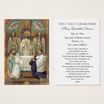 First Communion Catholic Remembrance Holy Card by ShowerOfRoses at Zazzle