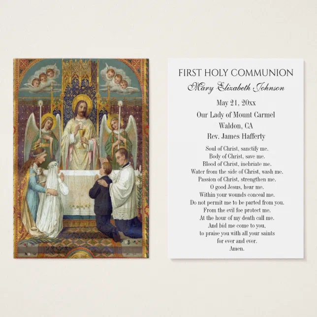 First Communion Catholic Remembrance Holy Card | Zazzle
