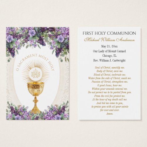 First  Communion Catholic Remembrance Holy Card