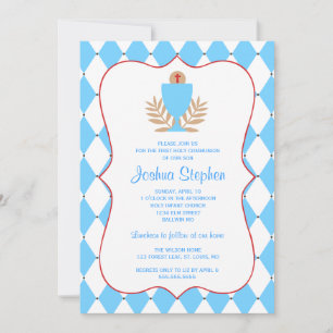 First Communion Chalice Cross Invitation