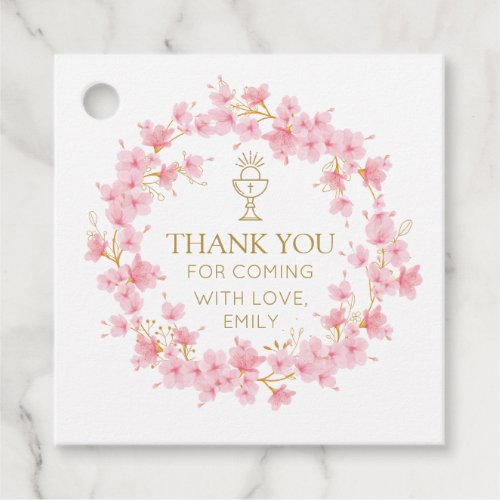 First Communion Cherry Blossom floral Favor Tags 