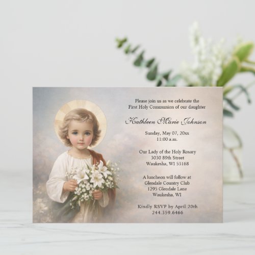 First Communion Child Jesus with Lilies