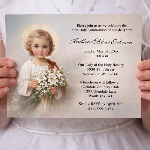 First Communion Child Jesus with Lilies