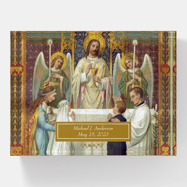 First Communion Children Jesus Boy or Girl Paperweight (Front)