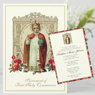 First Communion Christ the King Roses Invitation