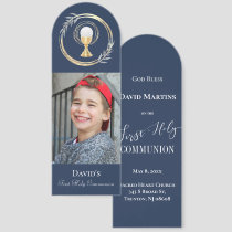 First Communion classic blue remembrance Bookmarks