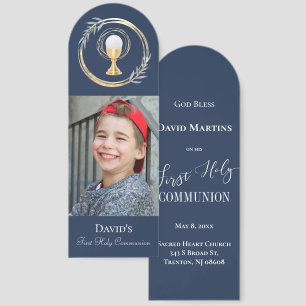 First Communion classic blue remembrance Bookmarks