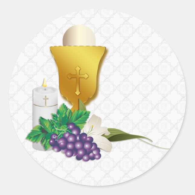 First Communion Classic Round Sticker (Front)