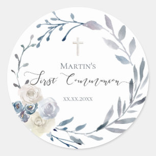 First Communion Classic Round Sticker