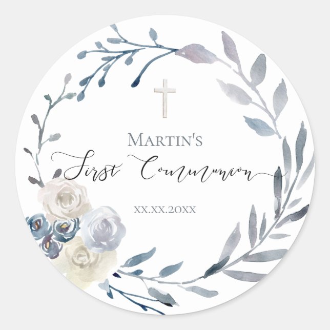 First Communion Classic Round Sticker (Front)