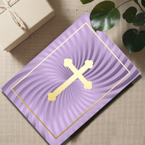 First Communion  Confirmation Purple Swirl Cross Foil Invitation