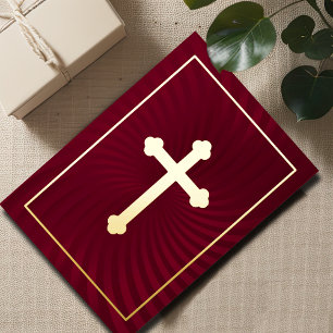 First Communion / Confirmation Red Swirl Foil Invitation