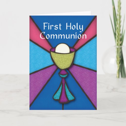 First Communion Congratulations  Blessings Glass Card