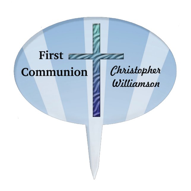 First Communion-Cross and Personalize Name Cake Topper (Front)