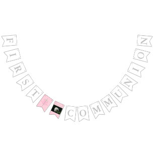 First Communion Cross Girl Insert Your PHOTO Bunting Flags