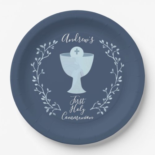First Communion Custom Paper Plate _ Boys Party