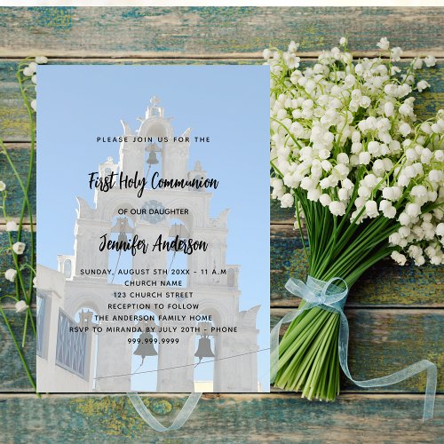 First Communion custom photo church luxury Invitation