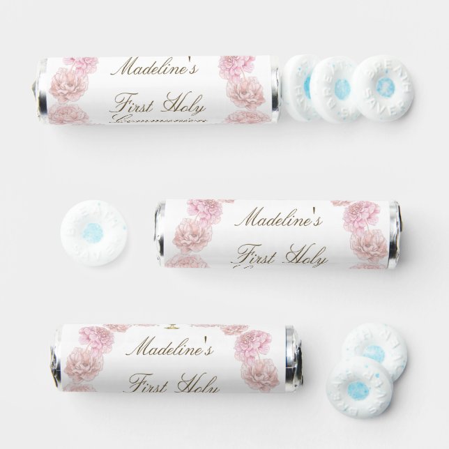 first communion delicate peonies  breath savers® mints (Assorted)