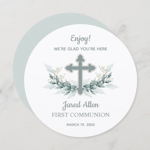 First Communion Dinner Plate Thank You Card