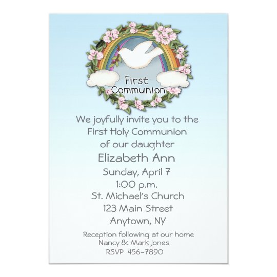 First Communion Dove Rainbow Card