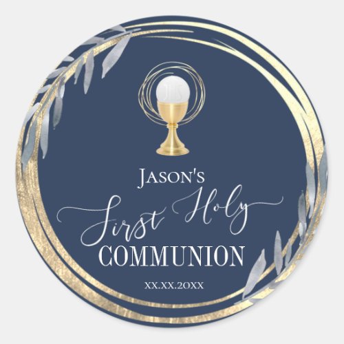 First Communion elegant decor Classic Round Sticker