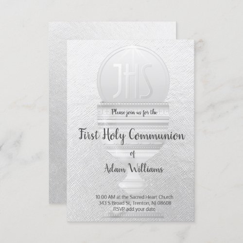 First Communion  Eucharist grey design Invitation