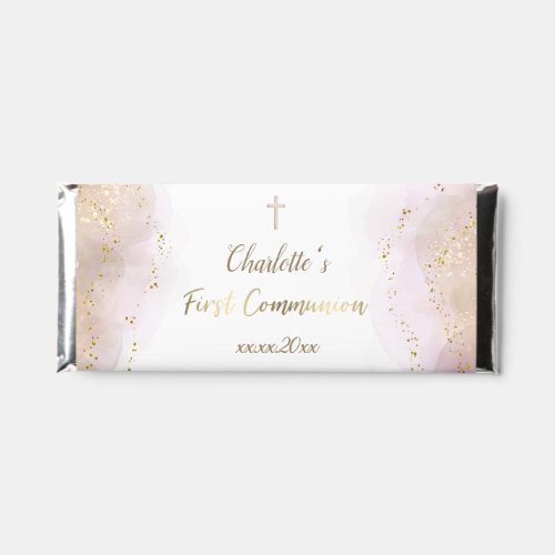 First Communion faux glitter watercolor splash Hershey Bar Favors