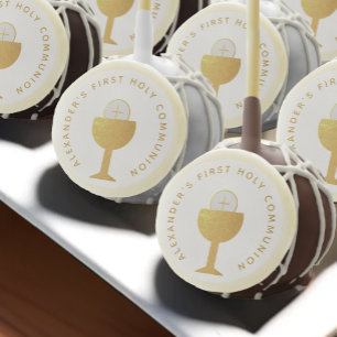 First Communion Faux Gold Chalice White Eucharist Cake Pops