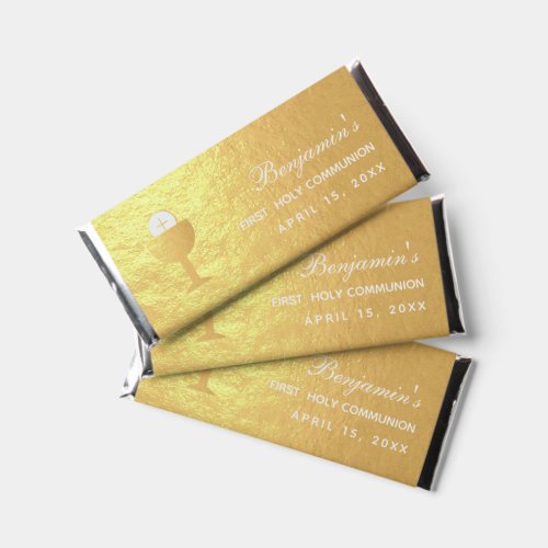 First Communion Faux Gold Foil Chalice Eucharist Hershey Bar Favors