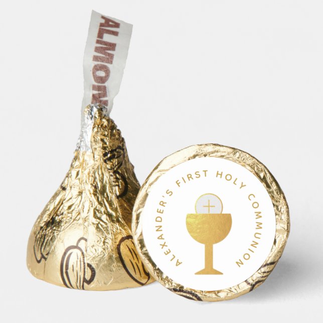First Communion Faux Gold Foil Chalice & Eucharist Hershey®'s Kisses® (Front)