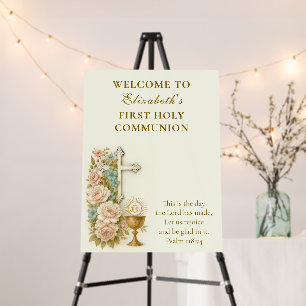 First Communion Floral Cross & Chalice Vintage Foam Board