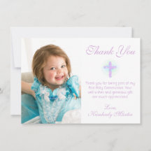 First Communion Floral Cross Lavender Aqua Photo