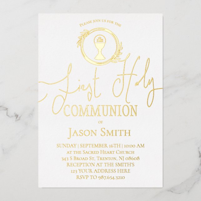  First Communion Foil Invitation (Front)