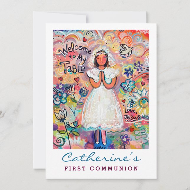 First Communion for Girl Customizable Invite (Front)