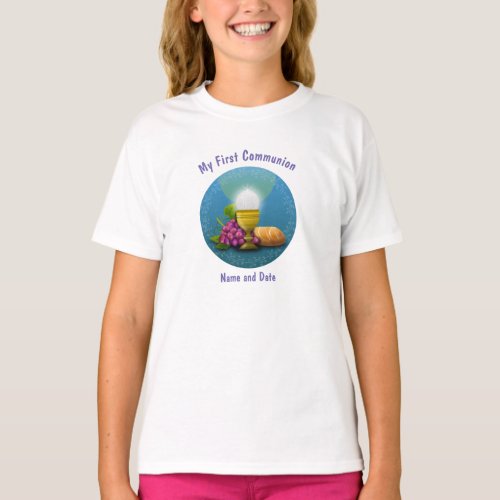 First Communion Gift Girls Boys Eucharist Named T_Shirt