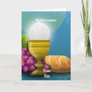 First Communion Gifts Eucharist Personalized Card