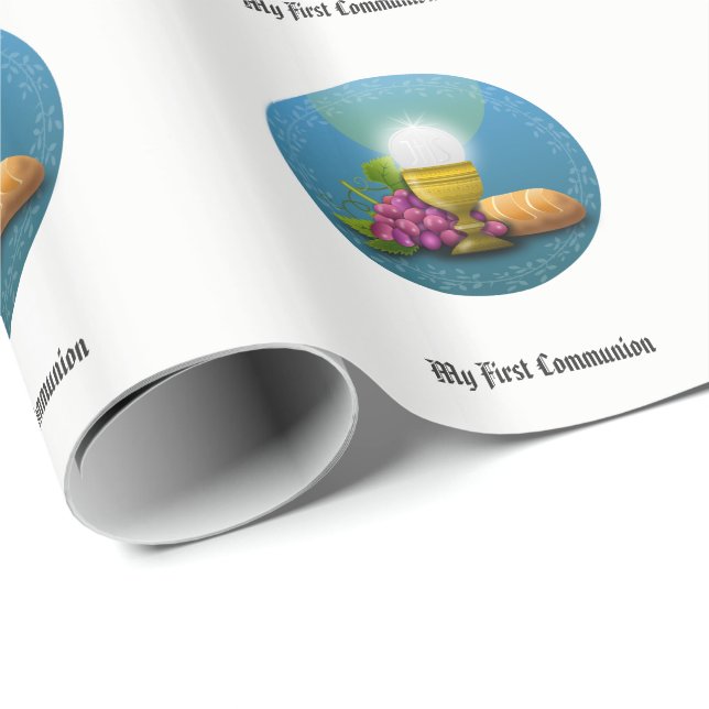 First Communion Gifts Eucharist Personalized Wrapping Paper (Roll Corner)