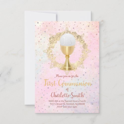 first communion girl design invitation