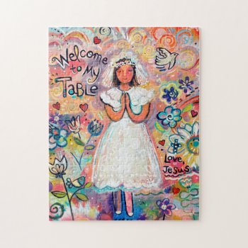 First Communion Girl Gift Puzzle by JenNortonArtStudio at Zazzle