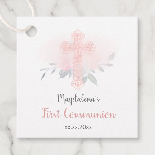 First Communion girl Holy Cross Favor Tags